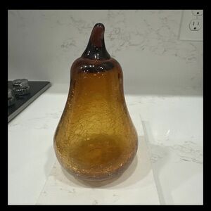 Pier One Gold Crackle Glass Pear 7” Tall